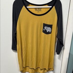 Yellow and Black Raglan Sleeve Top